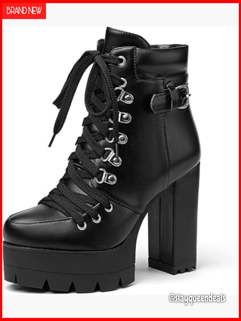 Women's Platform Ankle Booties With Chunky Heel And Side Zipper